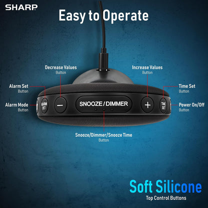 Sharp Vibrating Alarm Clock for Heavy Sleepers with Loud Bed Shaker