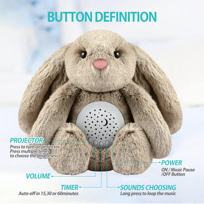 BEREST A13 White Noise Machine & Baby Sleep Soother with 15 Soothing Sounds & Projector Night Light Music Box, Cry Sensor, Rechargeable, Portable for Newborns, Toddlers, Attaches to Crib