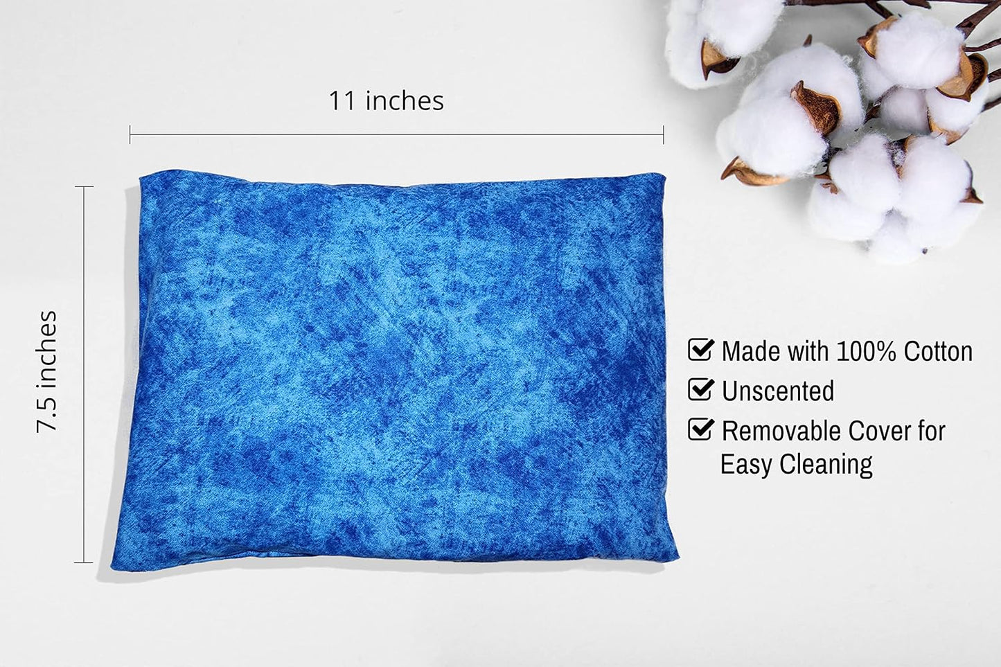 Microwavable Corn Filled Heating Pad and Cold Pack/Washable 100% Cotton Cover (Cross Hatch - Mint, 7.5in W x 11in L)