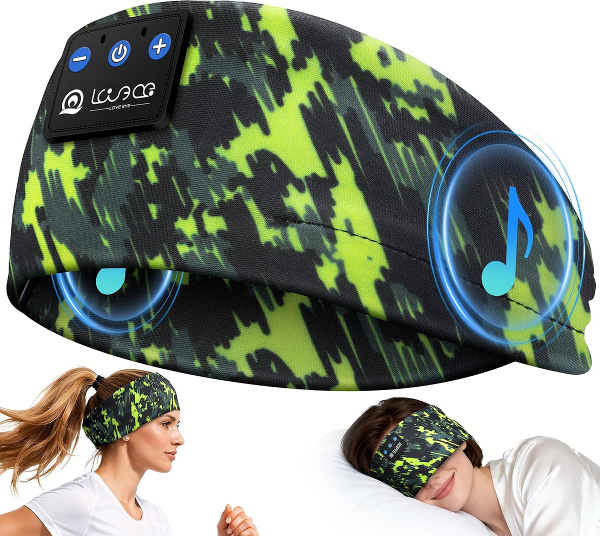 LOVE EYE Wireless Bluetooth 5.4 Sleep Headband Headphones for Side Sleeper