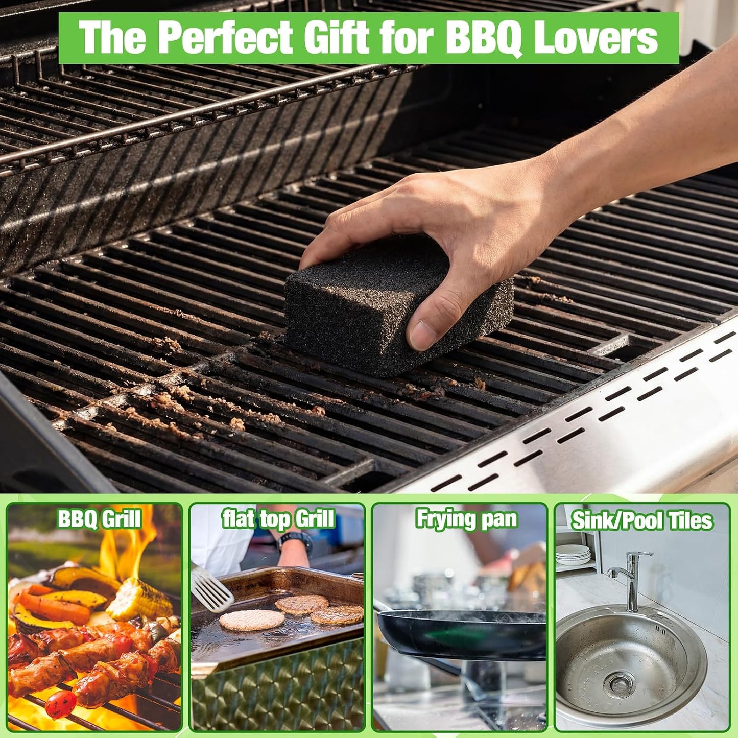 Zhehao 8 Pack Grill Brick Bulk Heavy Duty Pumice Stone Cleaner Tool | Cleans and Sanitizes Restaurant Flat Top Grills, Reusable for Home Restaurant Griddles, Flat Top BBQ Grates Outdoor Cleans