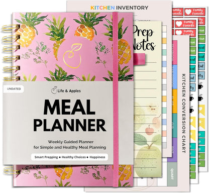 Life & Apples Weekly Meal Planner Notebook with Grocery List, Forest | Meal Planning Notebook, Meal Prep Journal and Food Planner to Organize a Weekly Menu, Grocery List and Family Meals