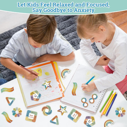 150Pcs Calm Stickers Anxiety Sensory Stickers Anxiety Relief Items(150) | Anti Stress,Tactile Textured,Breathe Exercises,Boho Calm Sticker,Waterproof Fidget,Adults Classroom Teacher Supplies
