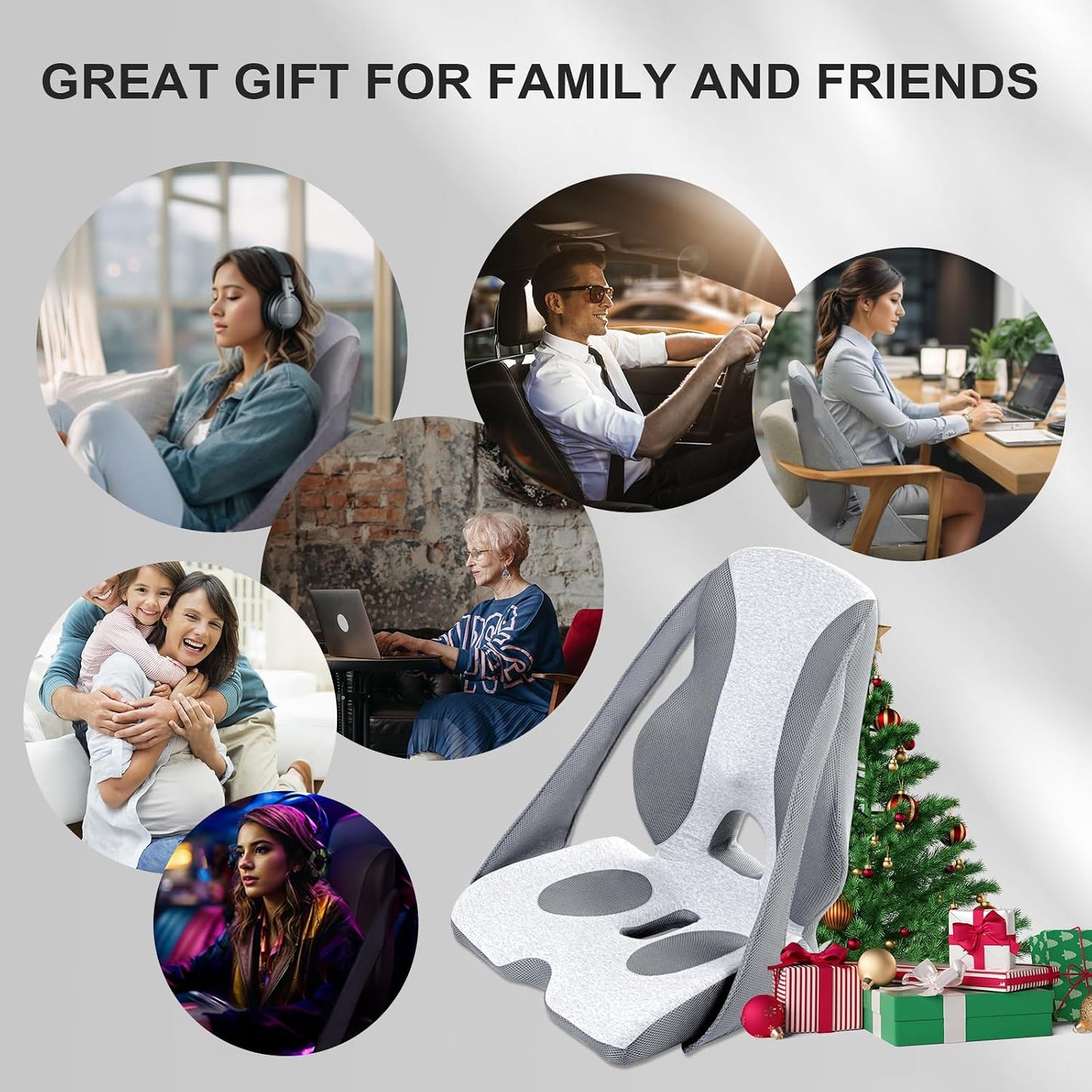 Lumbar Support Pillow for Office Chair, Back Support for Chair, Recliner, Gaming Chair, Ergonomic Memory Foam Car Seat Cushion for Back Tailbone Sciatica Pain Relief Wheelchair Travel