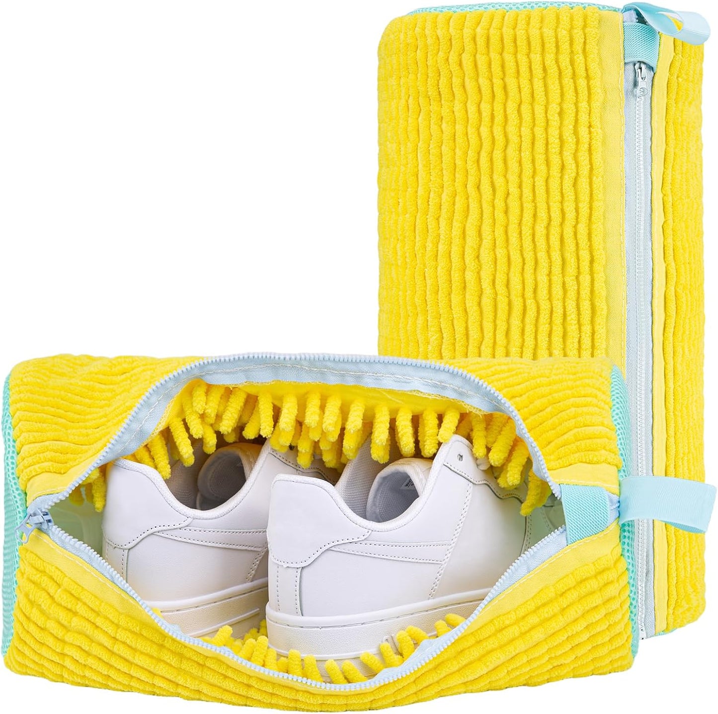 Shoe Washing Machine Bag: 2 Pack Reusable Shoes Cleaning Bags, Light Yellow | Heavy Duty Shoe Laundry Bag for Washer & Dryer, 360° Deep Clean for Sneakers Tennis Shoes, Gifts for Women Men (2pcs)