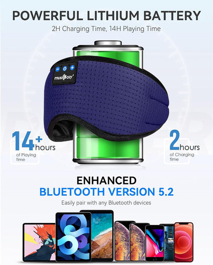 MUSICOZY Sleep Headphones Bluetooth 5.4 Sleep Mask with HD Sound