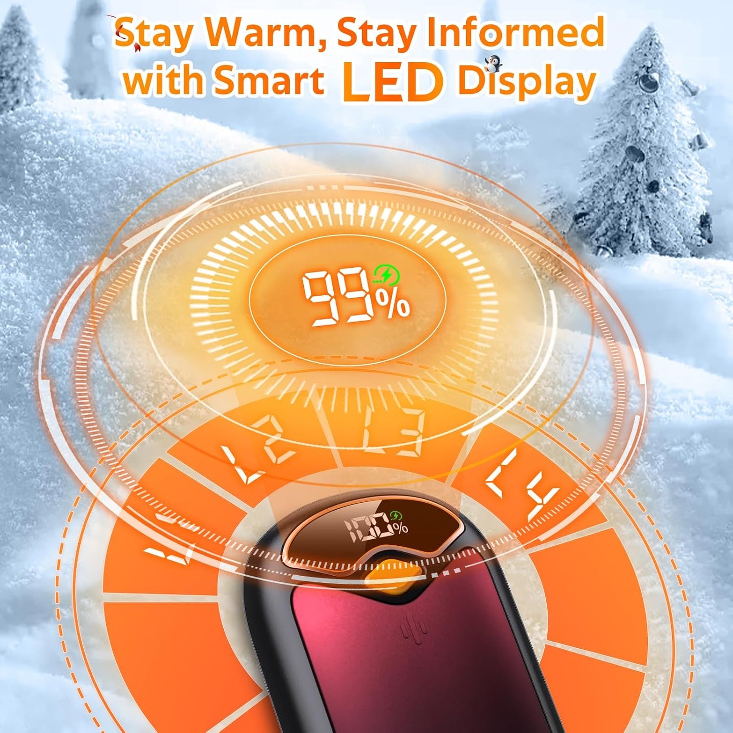 Hand Warmers Rechargeable - Magnetic Electric Hand Warmers 2 Pack, LED Display, 4 Settings Fast Heating Reusable Portable Heater Handwarmers for Golf Hunting Camping Essentials, Gifts for Men Women