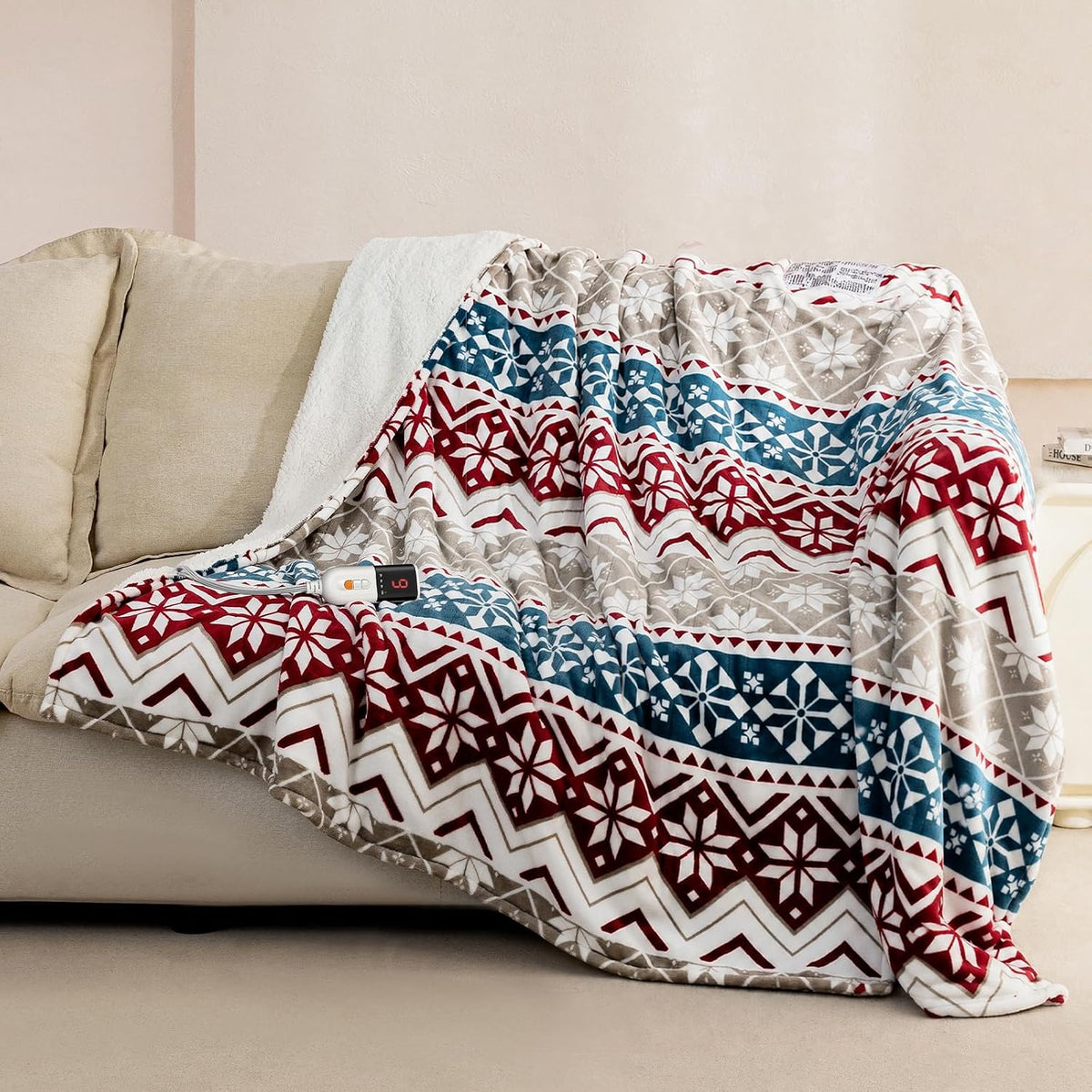 Reaks Heated Throw Blanket, 5 Heat Levels, 3 Hours Auto-Off, 50"x60", White