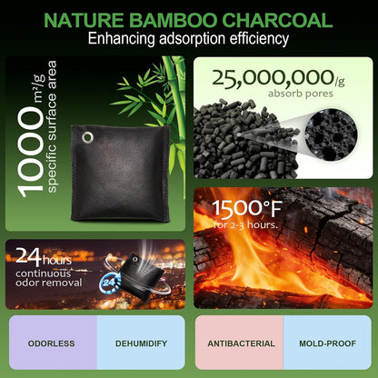 Activated Charcoal Odor Absorber, 10 Pack Natural Shoe Odor Eliminator, Bamboo Charcoal Air Purifying Bags, Sneaker Deodorizer and Moisture Absorbers for Clean Footwear, Shoe Odor Remover