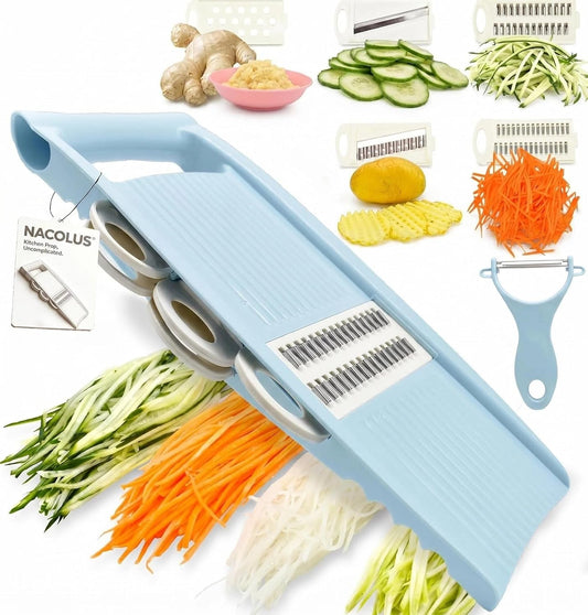 NACOLUS Handheld Mandoline Slicer for Kitchen, 5 in 1 Vegetable Slicer
