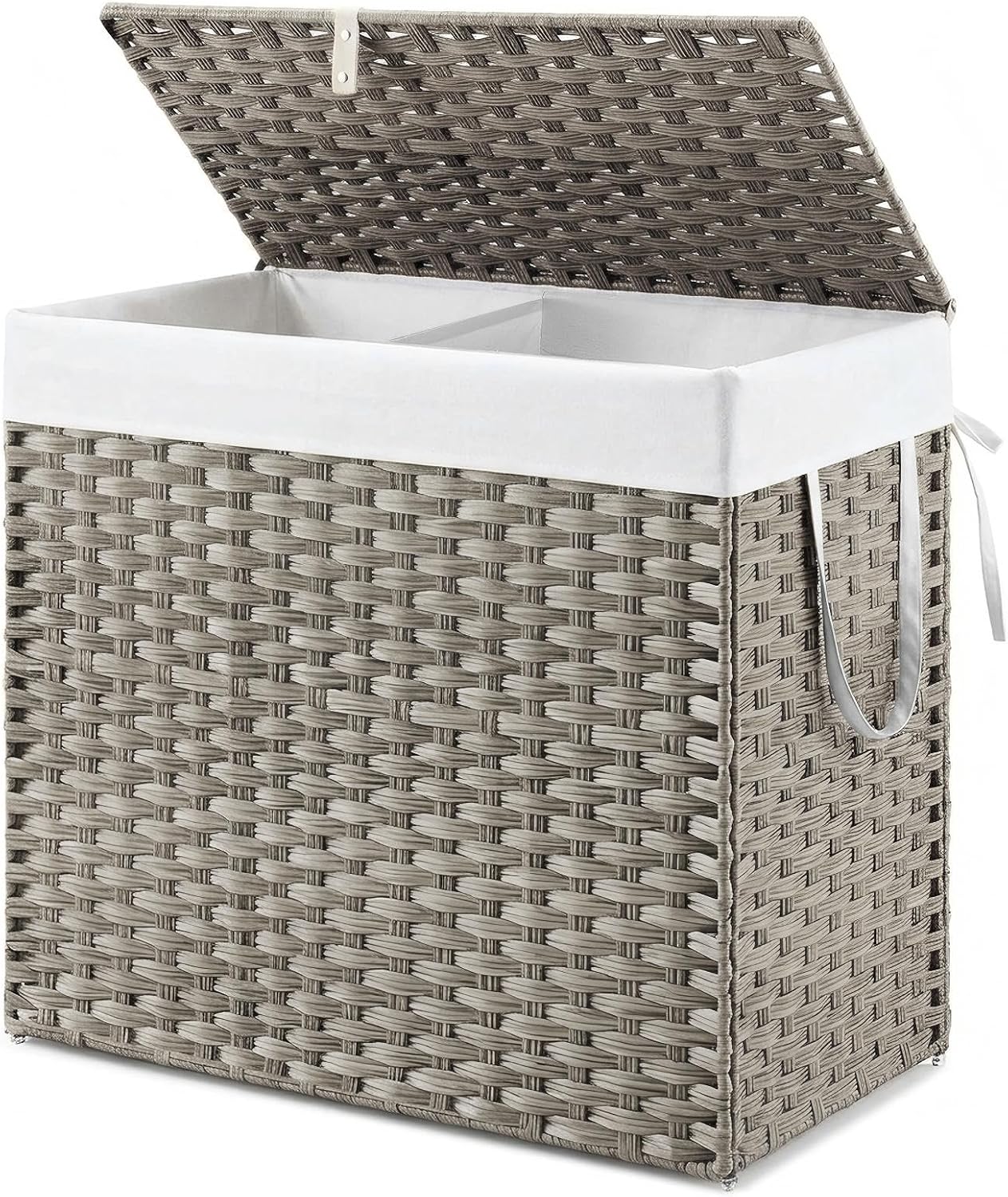 NEWBULIG Laundry Hamper Sorter with Wheels, Rolling Laundry Basket with Shelf & Removable Pull-Out Bag, Dirty Clothes Hamper for Room Organizer, 3 x 10.6 Gal (120L) - Rustic Brown and Black