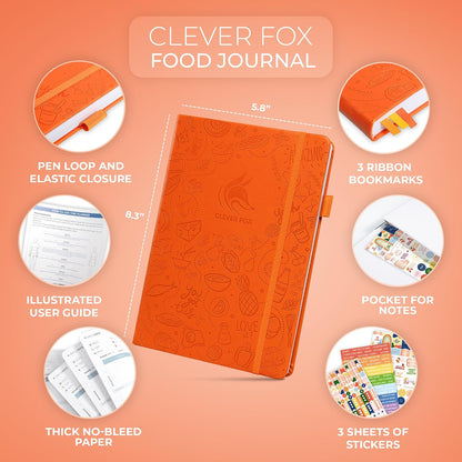 Clever Fox Food Journal for Women & Men, Weight Loss Tracker, Aquamarine