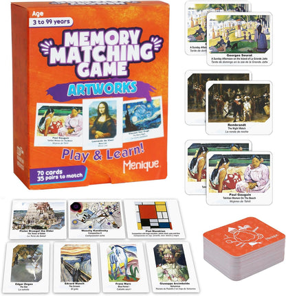 Menique Explore the World Memory Matching Game – Geography Game with 100 Photo Cards, 50 Countries, Flags & Landmarks – Travel Card Game with Educational Booklet, Ages 3+