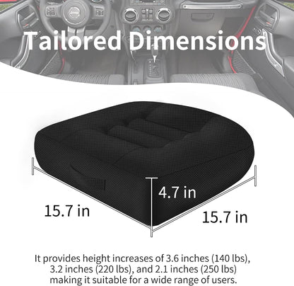 Height-Adjustable Seat Cushion-15.7x15.7x4.7inches Improved Model with Adjustable Height Breathable Nylon mesh Fabric Ergonomic Design Suitable for use in Cars, Offices, and Outdoors