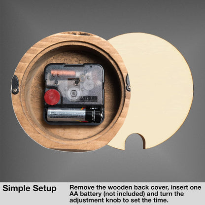 Driini Small, Silent Wooden Analog Desk Clock for Shelf or Table, Dark