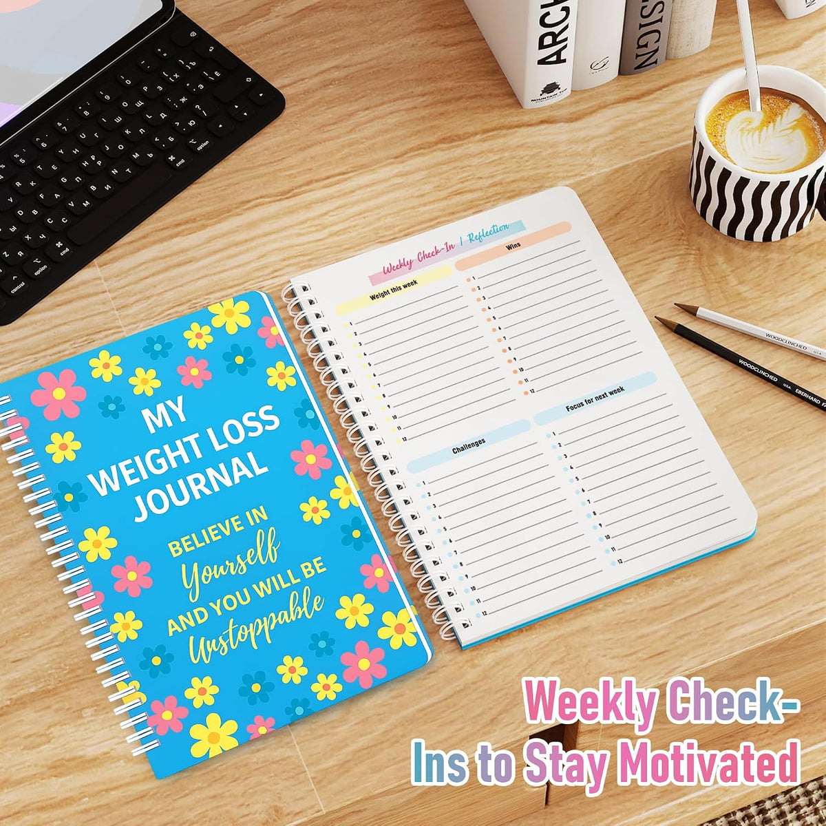 90-Day Weight Loss Planner – Spiral Bound Fitness & Wellness Journal with Daily & Weekly Trackers, Meal Planning, Habit & Workout Logs, 100 GSM No-Bleed Paper, Waterproof PVC Cover