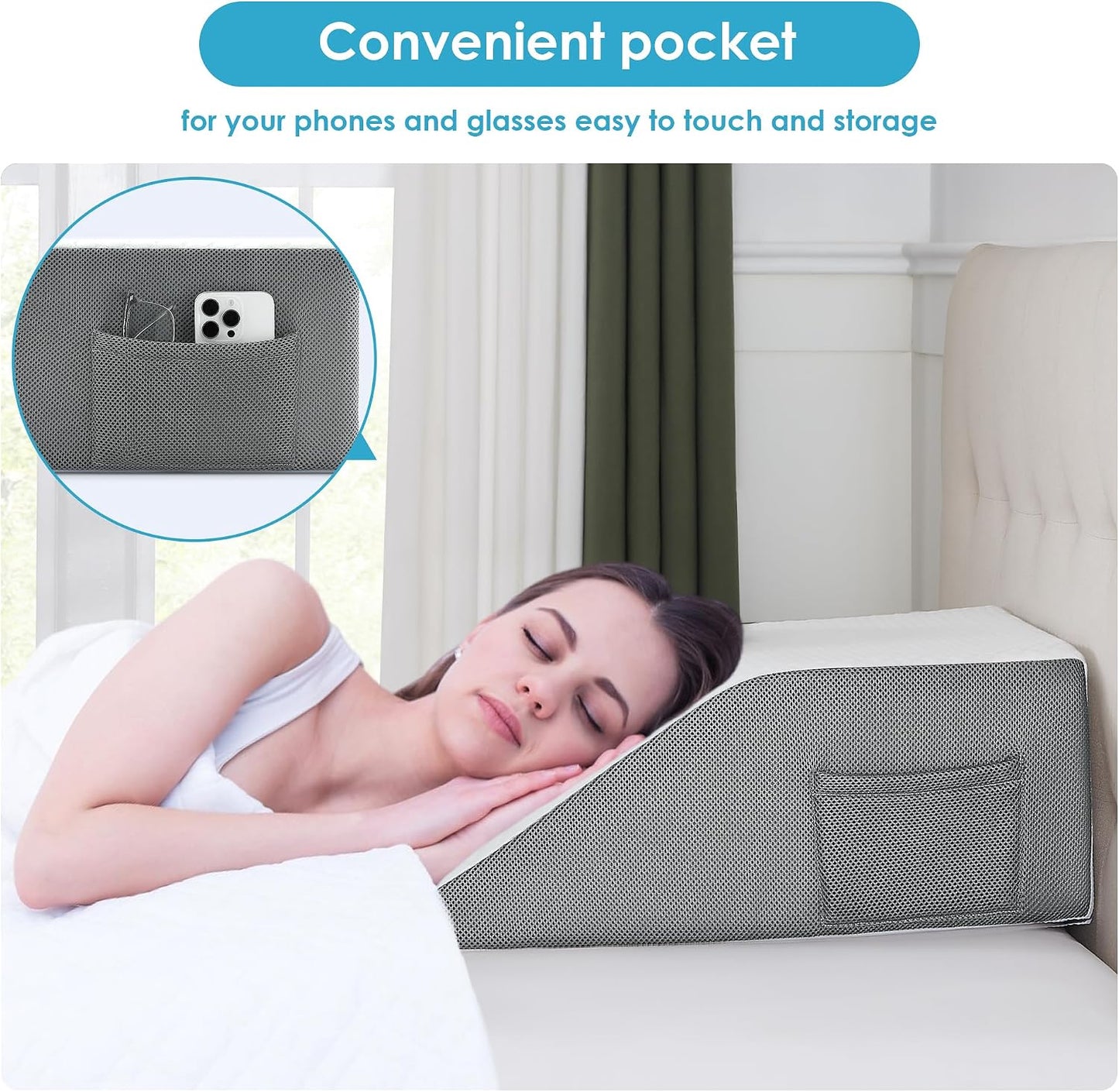 Cozymaker 10" Leg Elevation Pillows for Swelling, Cooling Gel Memory Foam Wedge Pillows for After Surgery, Sciatica Back Knee Hip Ankles Pain Relief, Leg Pillows for Sleeping