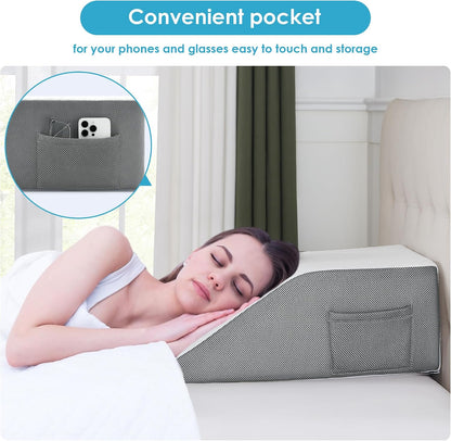 Cozymaker 10" Leg Elevation Pillows for Swelling, Cooling Gel Memory Foam Wedge Pillows for After Surgery, Sciatica Back Knee Hip Ankles Pain Relief, Leg Pillows for Sleeping
