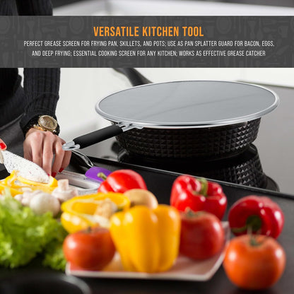 U.S. Kitchen Supply 3-Piece Stainless Steel Splatter Guard Set (13", 11.5", 9.5") Fine Mesh Cover, Grease & Oil, Splatter Screen for Frying Pan, Cooking Pots, with Resting Feet & Comfort Grip Handles