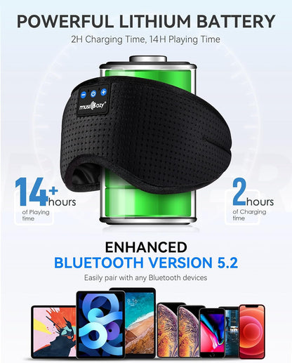 MUSICOZY Sleep Headphones Bluetooth 5.4 Sleep Mask with HD Sound