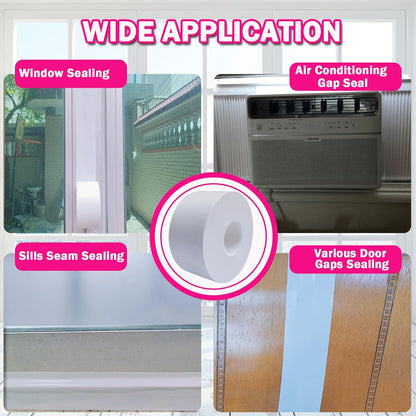 WENSSKKU White Window Weather Sealing Tape, Waterproof Window AC Air Conditioner Sealing Tape Can Keep Out Drafts Cold Air Rain Dust Smog(2IN X 99FT)
