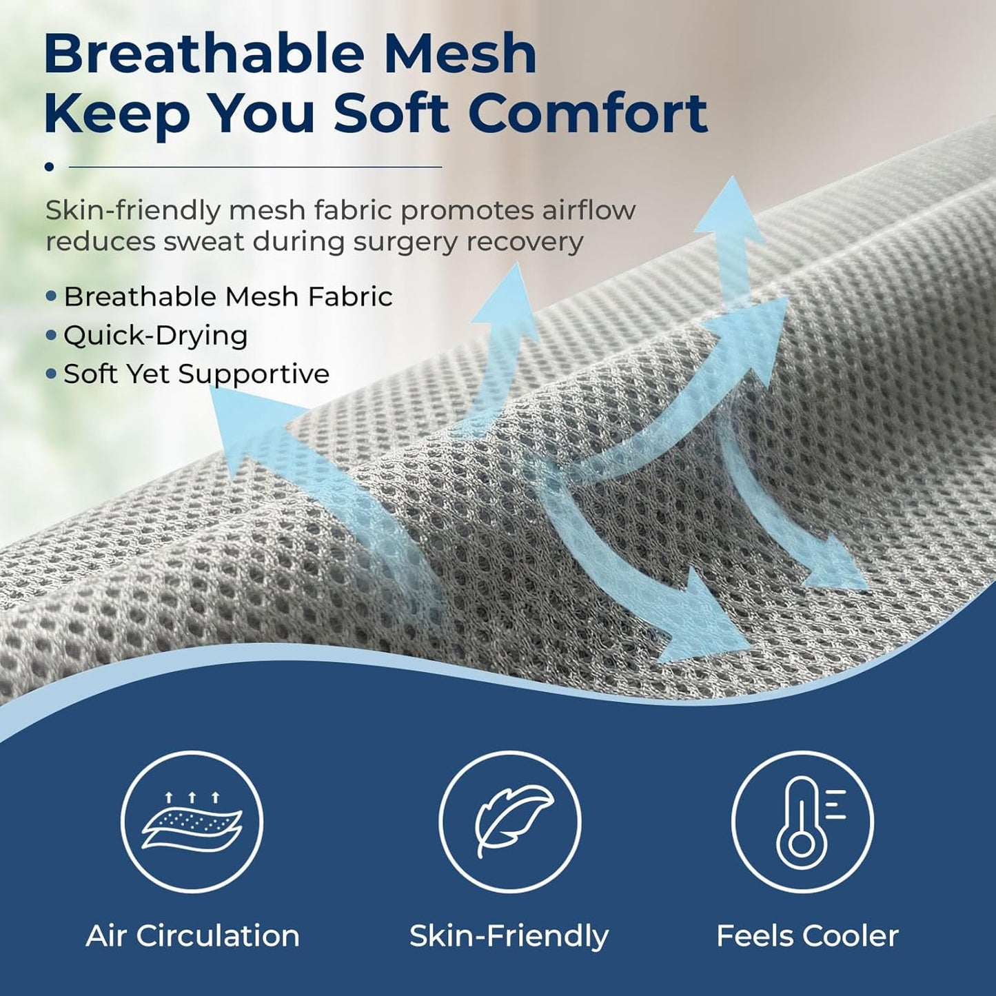 Leg Elevation Pillow for After Surgery - Breathable Mesh Knee Replacement Wedge Pillow, Single Leg Support for Knee Surgery, Hip, Foot & Ankle Recovery
