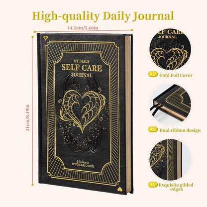 Self-Care Journal for More Happiness, Optimism, Affirmation & Reflection, Gratitude Journal with Guided Prompts, Inspirational Quotes, Mood Tracker, Undated Daily Journals for Women & Men (Pink)