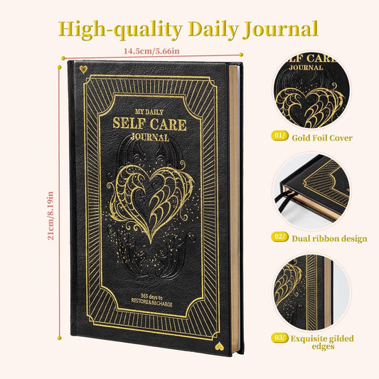 Self-Care Journal for More Happiness, Optimism, Affirmation & Reflection, Gratitude Journal with Guided Prompts, Inspirational Quotes, Mood Tracker, Undated Daily Journals for Women & Men (Pink)