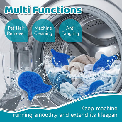 Pet Hair Remover for Laundry, 6 Pack Reusable Hair Catcher for Washer | Dog Hair Remover for Laundry, Removes Fur/Lint/Dander, Fur Catcher for Washing Machine, Fish Tail Design, Navy Blue