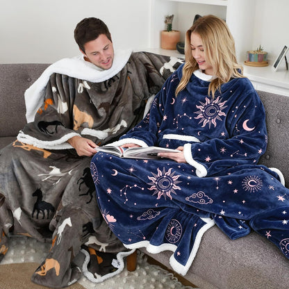 Catalonia Wearable Blanket with Sleeves & Foot Pocket for Adults | Soft Fleece Throw Wrap with Hands-Free Comfort, Perfect for Reading, TV Time & Relaxing, Christmas Gift for Women & Men