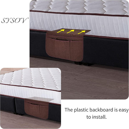 Bedside Caddy Bedside Storage Organizer Magazine Phone Tablet iPad Remote Holder, Organizer Caddy for Home College Dorm Bed, Sofa, Bunk Bed (Grey)
