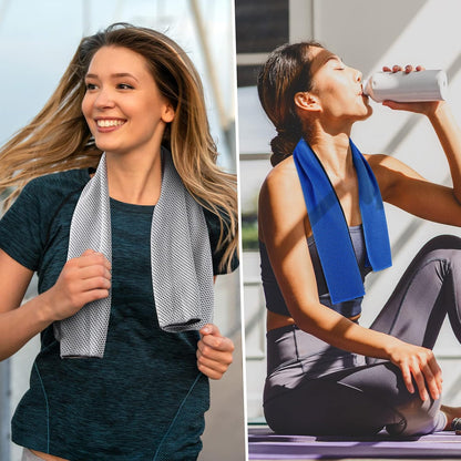 BBTO Cooling Towel Microfiber Ice Cool Cold Sport Face and Neck Soft Breathable Chilly Sweat Towel for Yoga Gym Workout Hot Weather Camping Running, 32 x 12 Inches