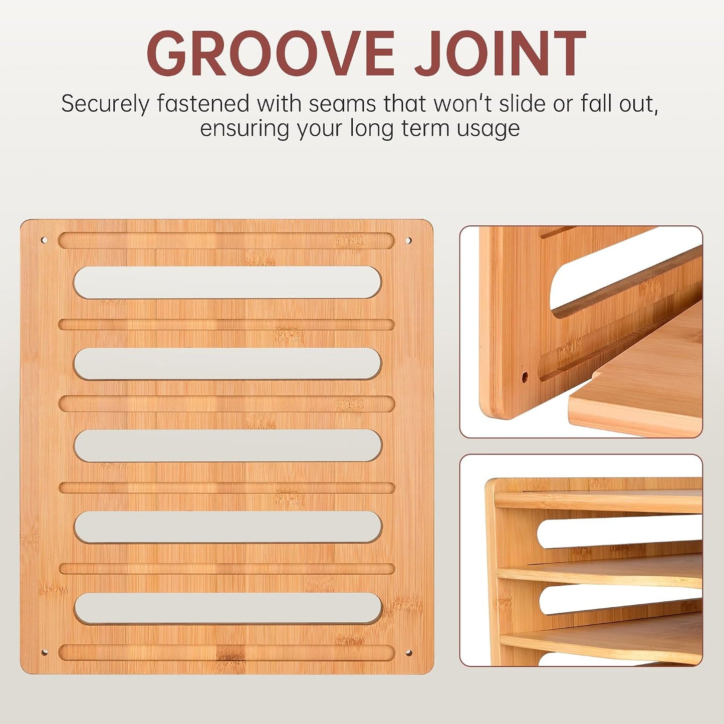 Cookie Sheet Organizer for Cabinet, 6 Tier Sheet Pan Organizer | Baking Sheet Organizers Inside Cabinet, Bamboo Kitchen Organizer for Bakeware and Cutting Board