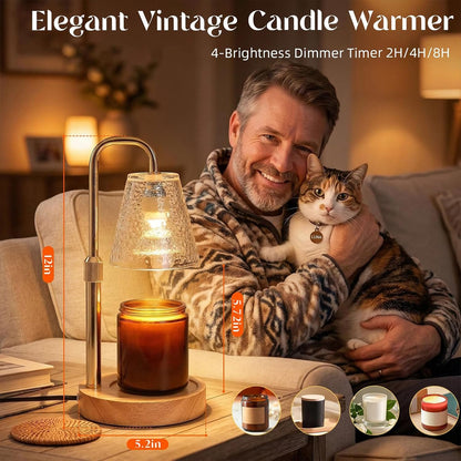 Glimra 2 Pack Candle Warmer Lamp with Timer,Dimmable,Adjustable Height
