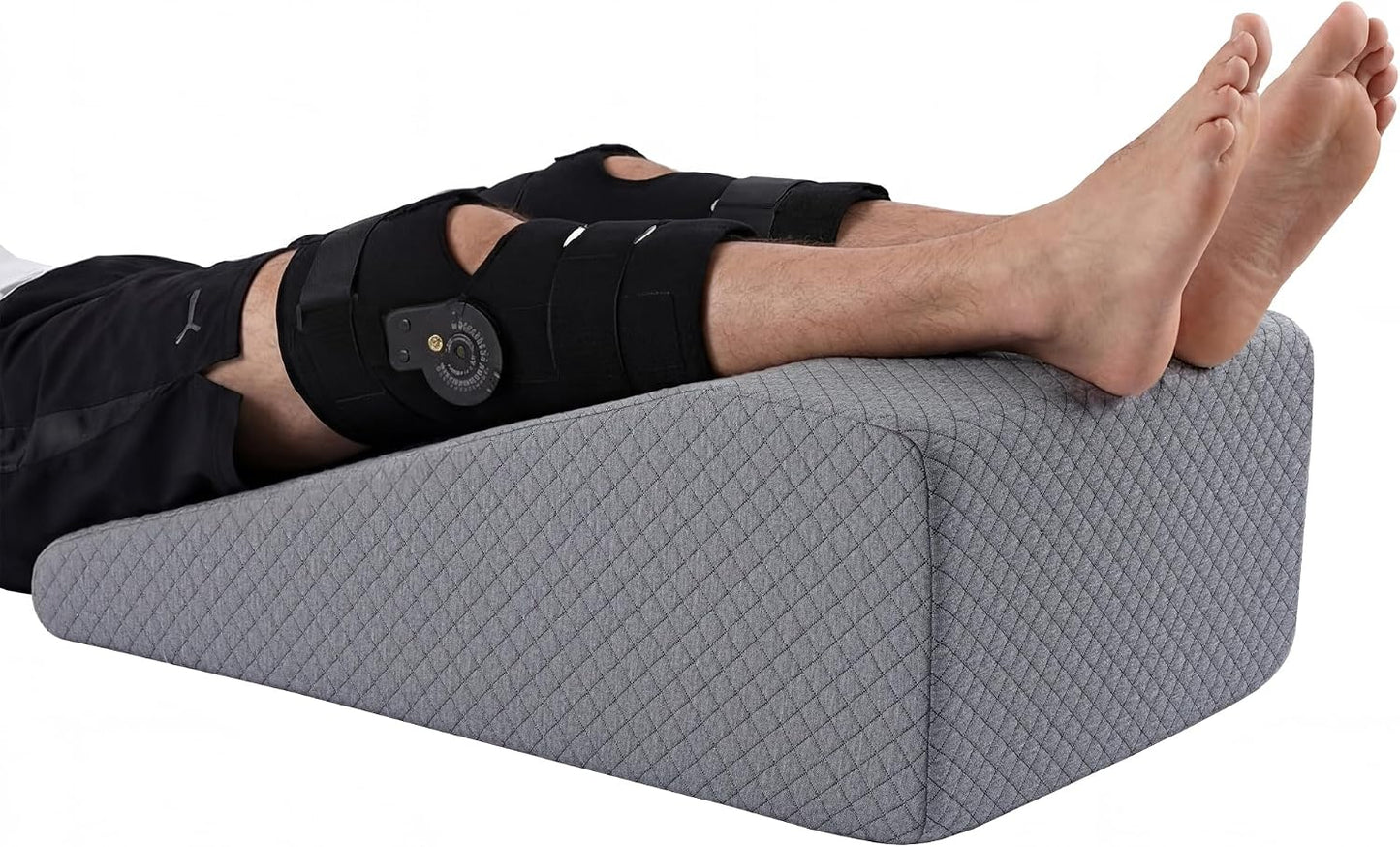 HOMBYS Leg Elevation Pillow for After Surgery, Knee Replacement & Recover, Wedge Pillow for Knee, Hip, Ankle Support, Home Recovery Equipment (Grey, 27in×11.6in×9in)