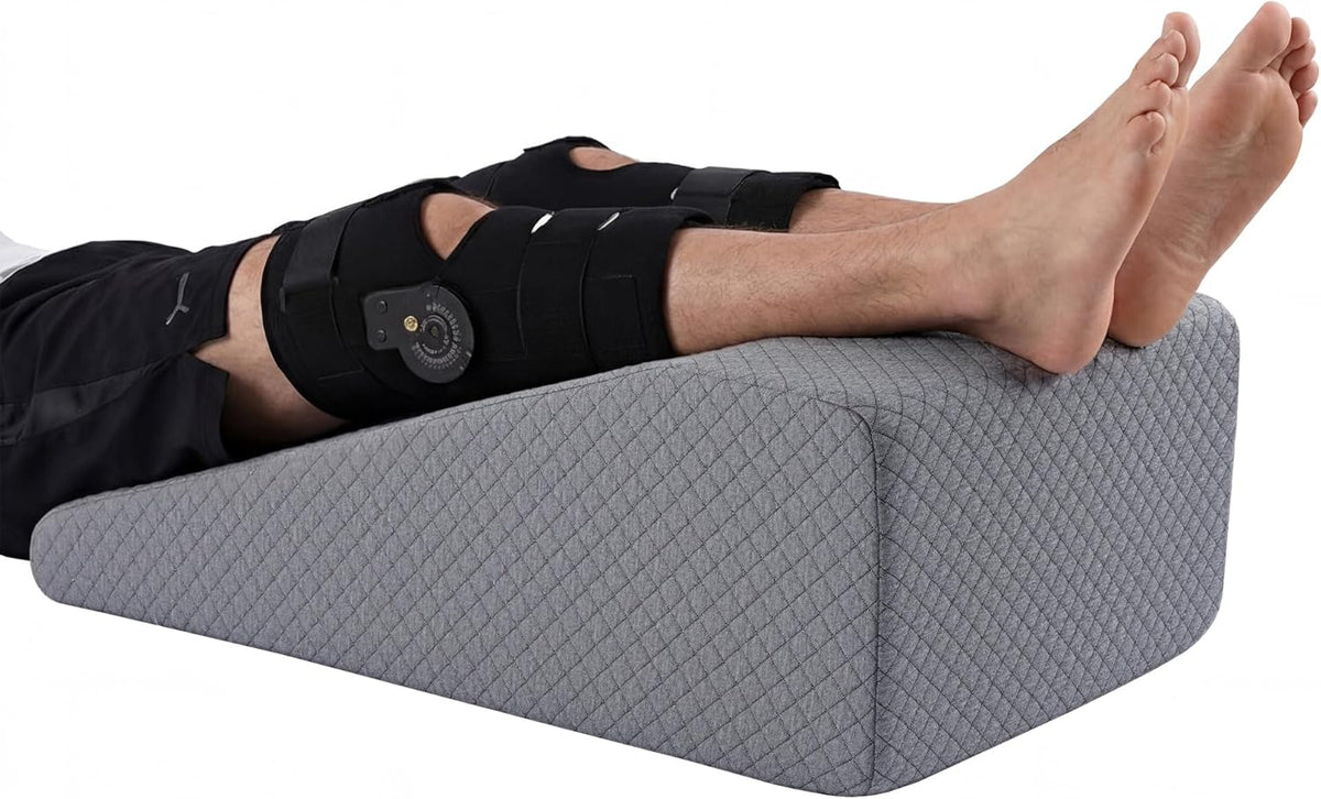 HOMBYS Leg Elevation Pillow for After Surgery, Knee Replacement & Recover, Wedge Pillow for Knee, Hip, Ankle Support, Home Recovery Equipment (Grey, 27in×11.6in×9in)