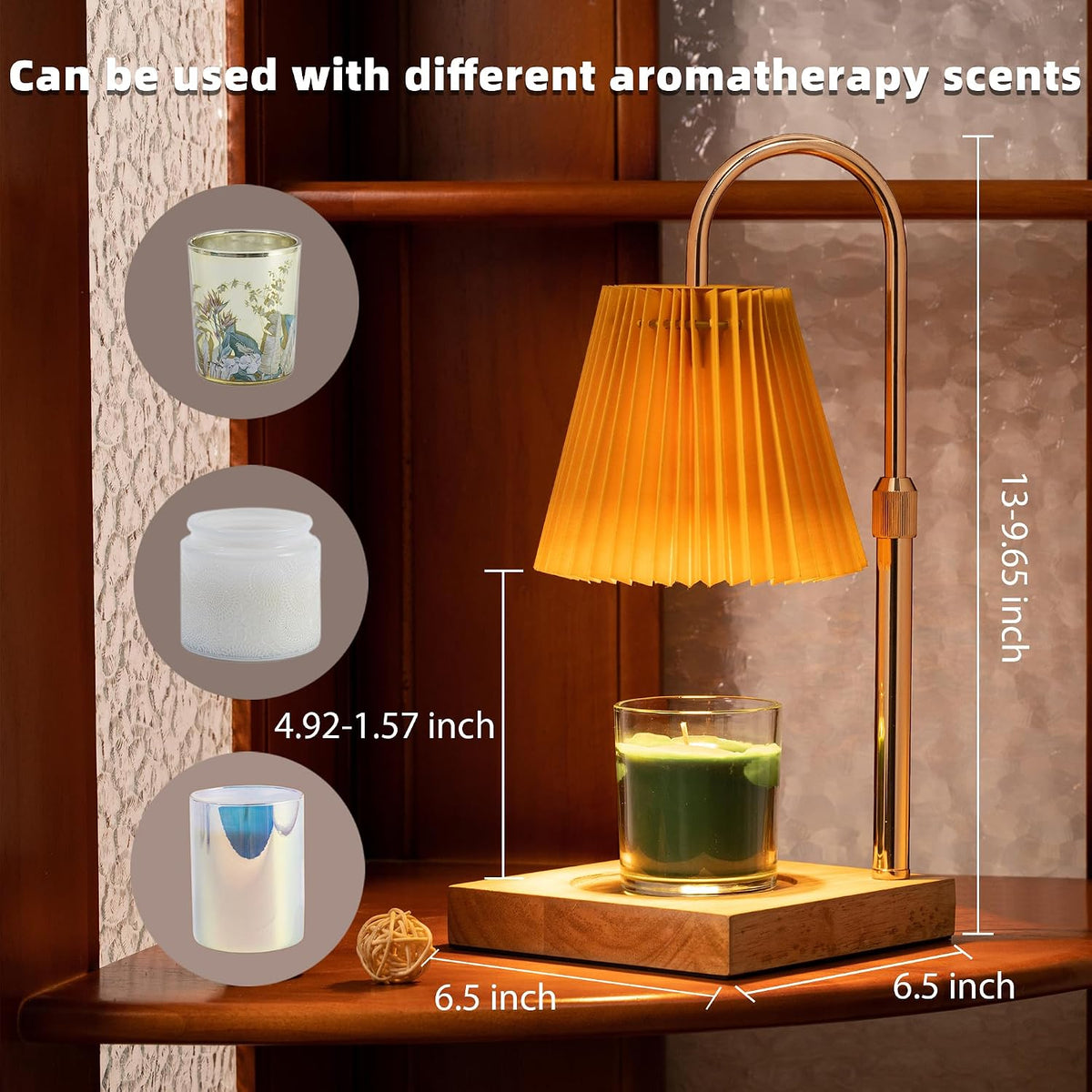 MOAFINA White Candle Warmer Lamp with Timer,Height Adjustable Dimmable