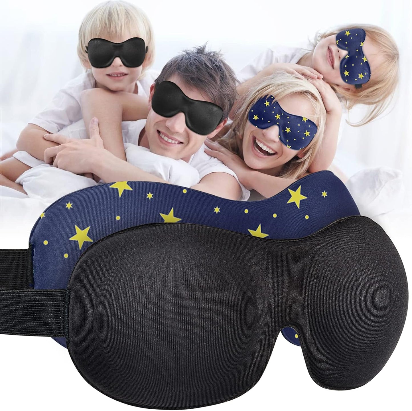 Sleep Mask SleepFun Invisible Alar Deep Orbit 3D Eye Mask Ultra Lightweight & Comfortable Sleeping Mask for Travel, Nap, Shift Works, Black & Blue