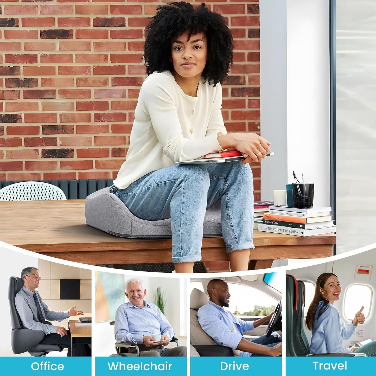 Benazcap Memory Foam Seat Cushion, Ergonomic Office Chair Cushion | Memory foam cushion relieves pressure and supports tailbone comfort for office chairs, cars, wheelchairs and home use.