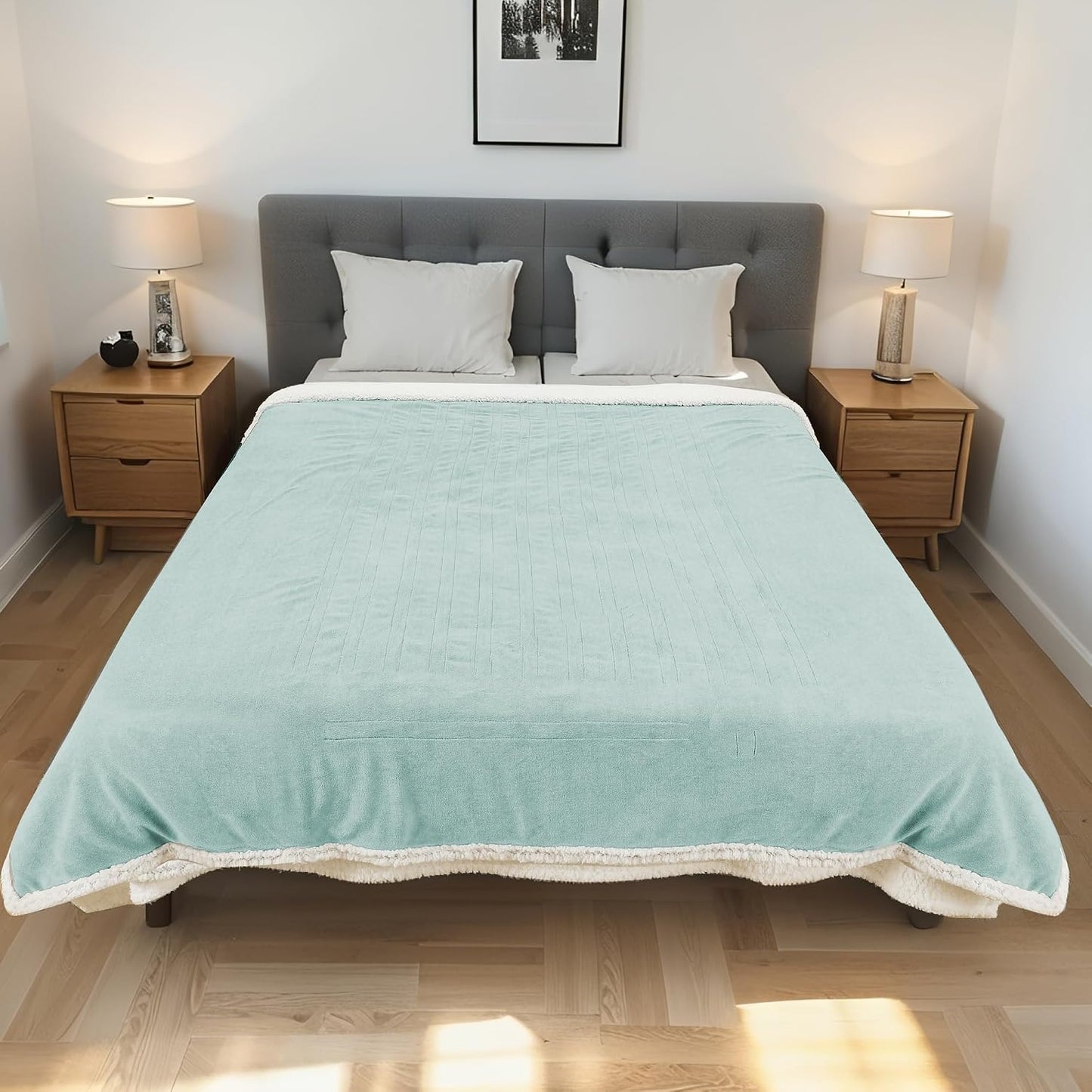 Electric Heated Blanket Full Size 72"x84" – Light Gray | ETL for Safe Overnight, 4 Heat Settings & 10H Auto Off, Dual-Sided Microplush Sherpa for Home Night, Machine washable