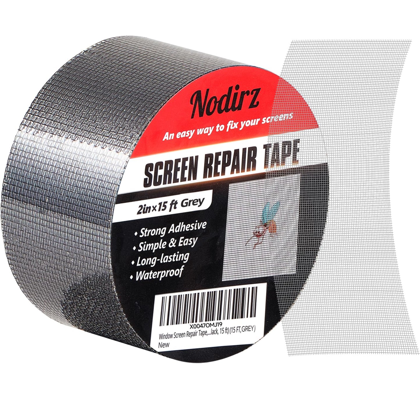 Window Screen Repair Tape, 2 in X 15 FT (180IN) Screen Repair Kit for Windows or Doors, Strong Adhesive Screen Patch Repair Kit Mesh Repair (Black, 15 FT)
