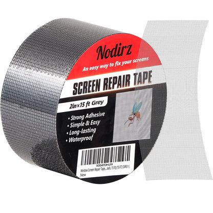 Window Screen Repair Tape, 2 in X 15 FT (180IN) Screen Repair Kit for Windows or Doors, Strong Adhesive Screen Patch Repair Kit Mesh Repair (Black, 15 FT)