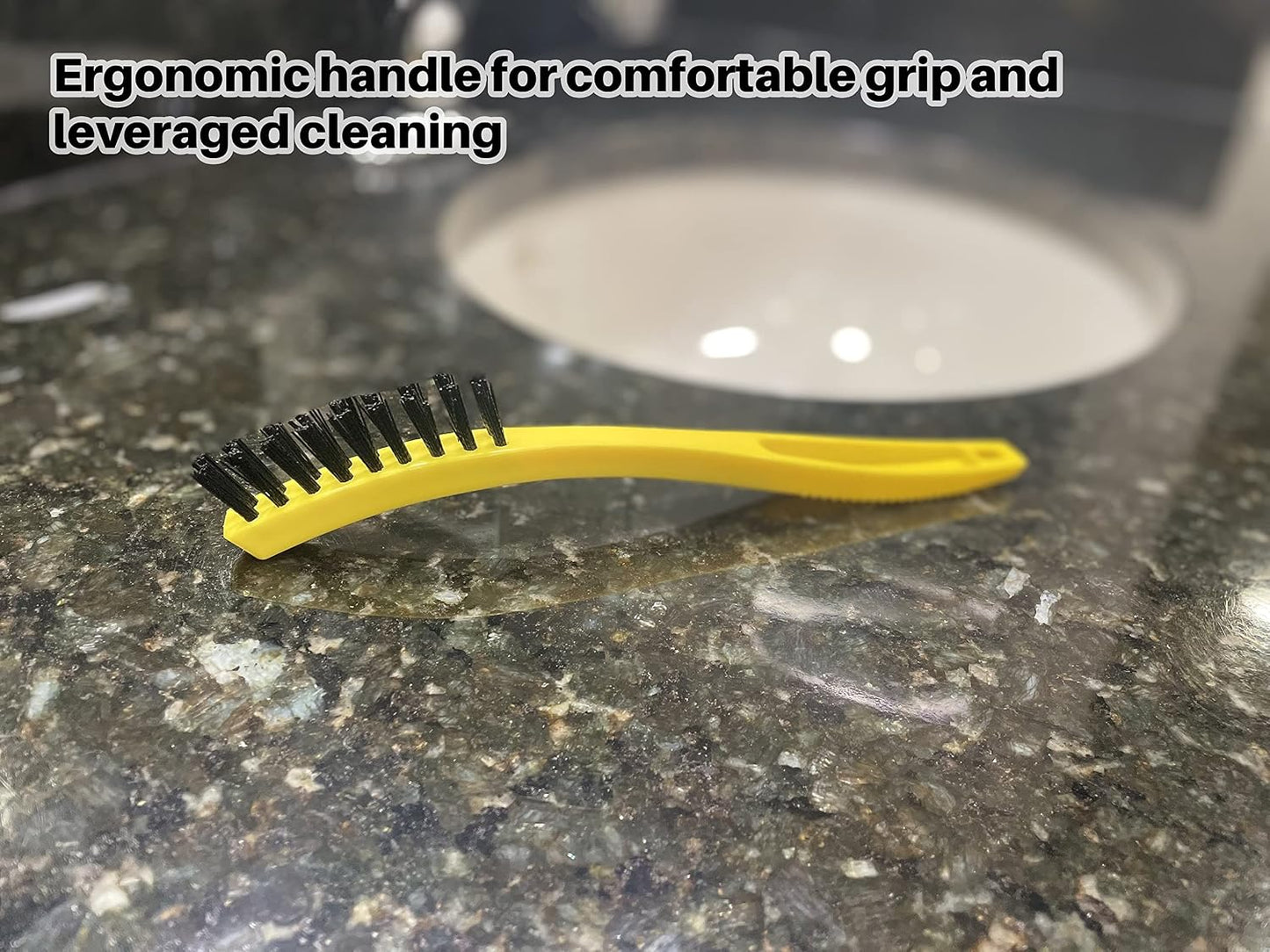 Rubbermaid Commercial Products 8.5" Tile and Grout Scrub Brush, Plastic Bristles, Black, for Industrial/Professional Use On Grout, Tile, and Other Small Areas