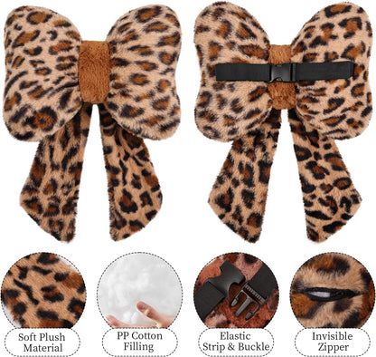 2 Pack Bow Car Headrest Pillows Plush Car Neck Pillows for Travel Driving Office Chair Head Support Cushions, Also Cute Car Decor Accessories (Black)