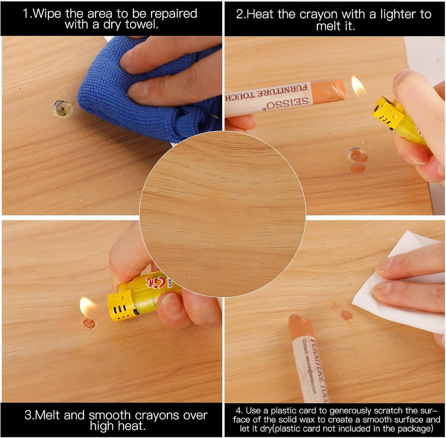 Furniture Repair kit, Wood Scratch Cover Markers*6 and Wax Filler Sticks*6 with Sharpener- 13Pack, Furniture Markers Touch Up Kit for Cover Ups Wooden Floors, Tables, Desks, Carpenters, Stains, Holes