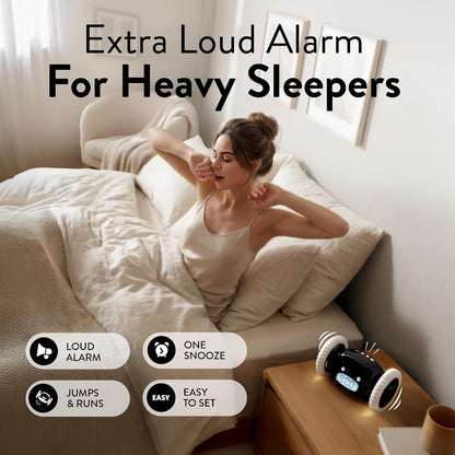 CLOCKY Alarm Clock on Wheels – Loud Rolling Alarm Clock for Heavy Sleepers
