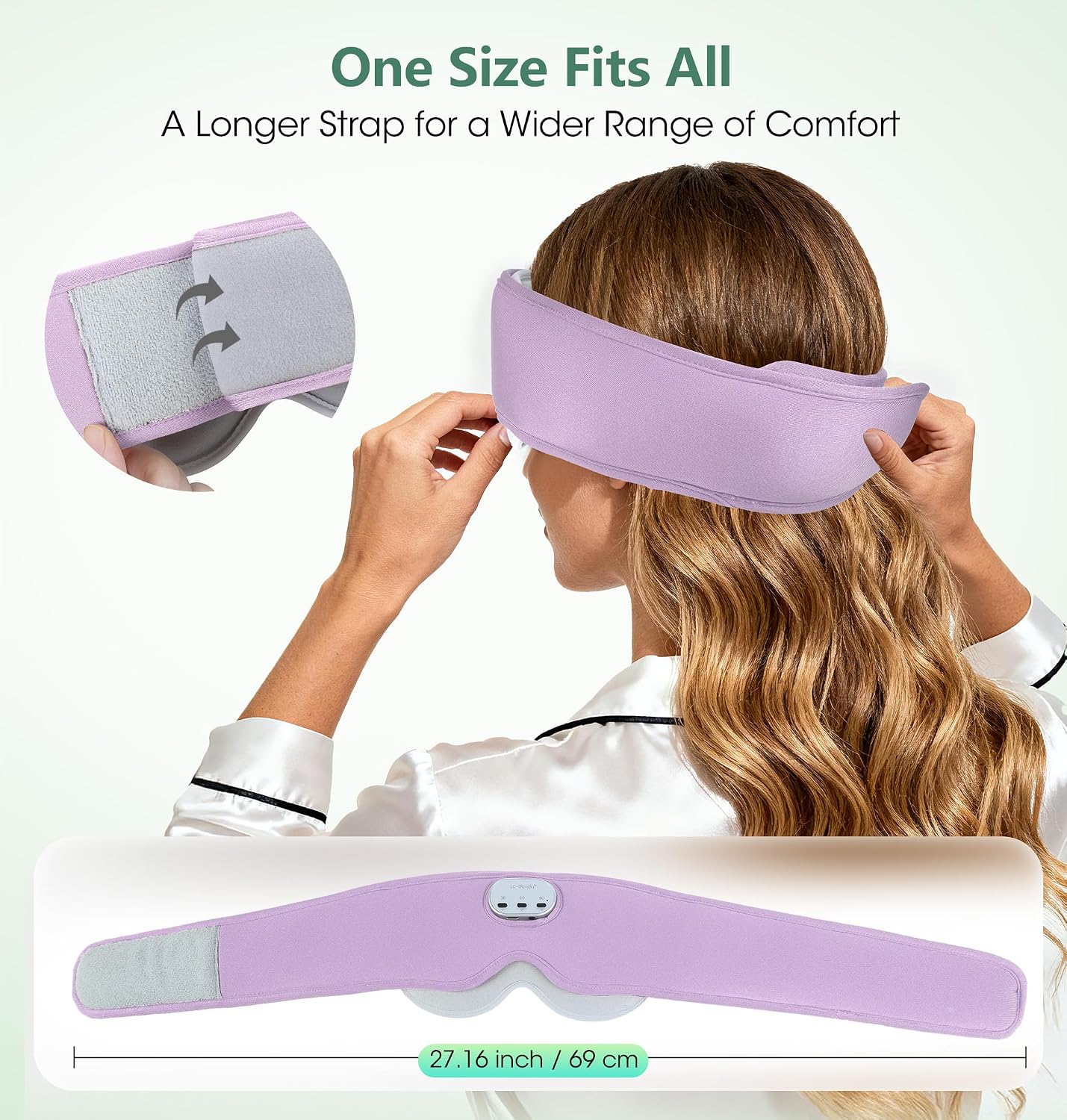LC-dolida Voice Control Bluetooth Sleep Mask, Bamboo Cotton Bluetooth Sleep Headphones with 3D Zero-Pressure Cups and Timer Setting, Total Blackout Sleep Eye Mask for Side Sleepers (Purple)