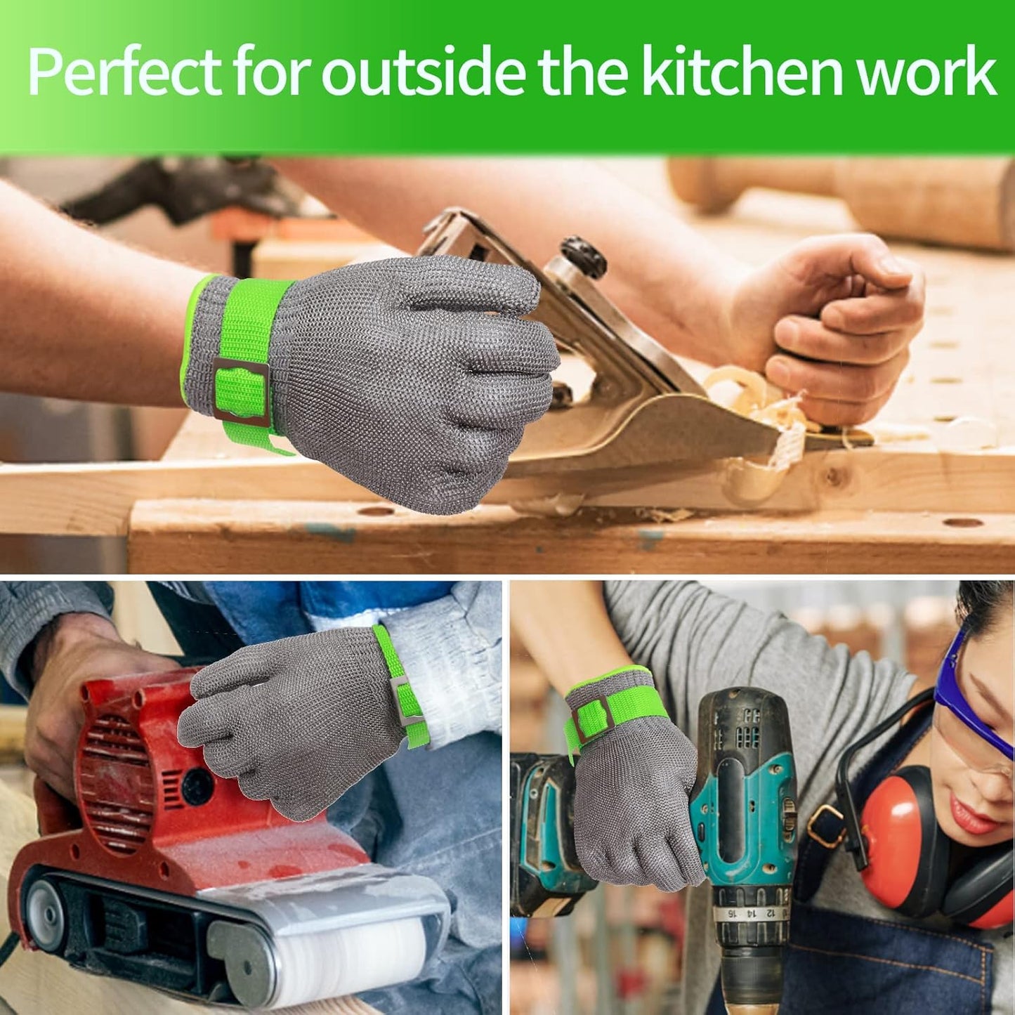Aillary Level 9 Cut Resistant Kitchen Glove,Food Grade,Machine Washable,Stainless Steel Wire Metal Mesh Safety Work Glove for Mandolin,Meat Cutting,Oyster Shucking,and Wood Working (Large)