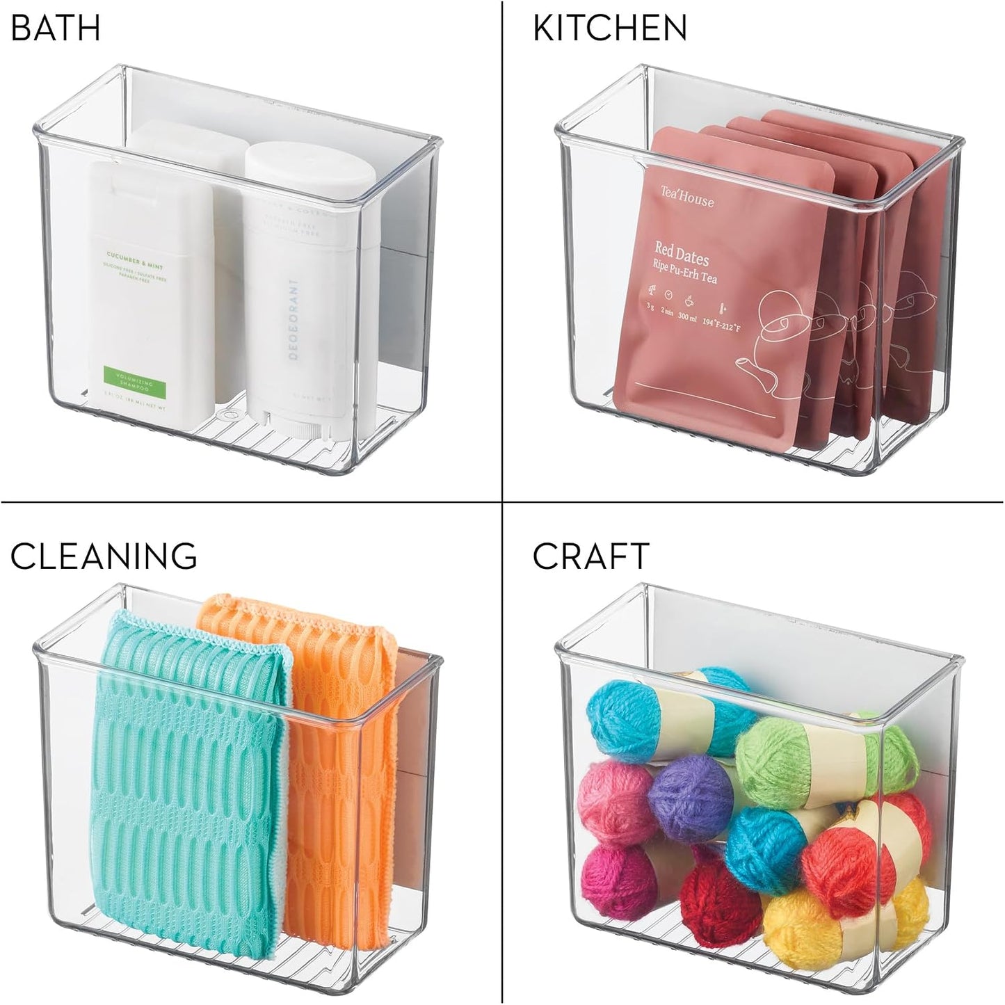 iDesign Magnetic Small Clear Plastic Organizer Bins | Laundry Room Storage