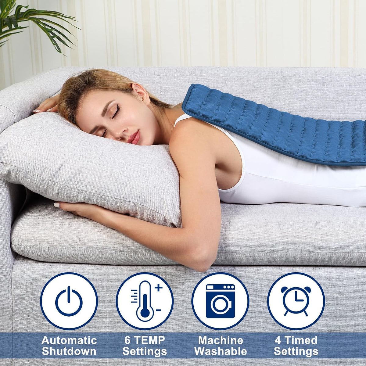 Electric Heating pad for Back Neck Shoulder Knee Arms Legs- Electric Heat Pads with 6 Heat Settings & Auto Shut Off Heat Heating Pad for Birthday Mother Father Girl Men Women